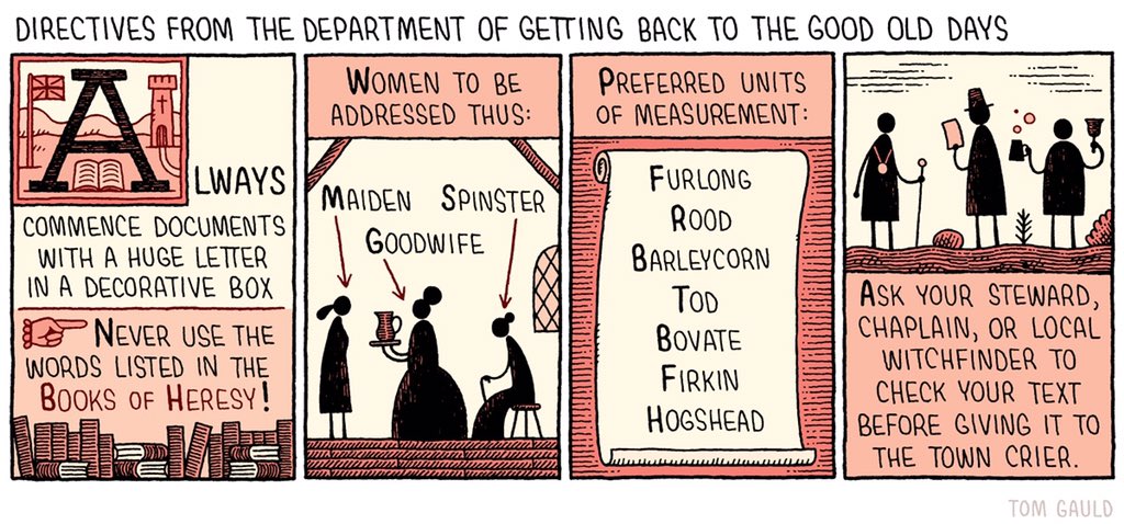 `Directives from the Department of getting back to the Good Old Days' (for yesterday's @guardianreview)