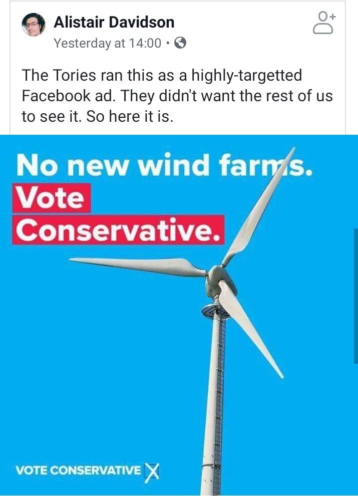 AdamMcGibbon's tweet photo. Those super-green Tories who totally think there's a climate emergency and admire #schoolstrike4climate? They ran this targeted advert in the Brecon and Radnorshire by-election. Doesn't take much for the mask to slip.

Source:
https://t.co/98opx3eNIK https://t.co/Xxmt7OGwKj