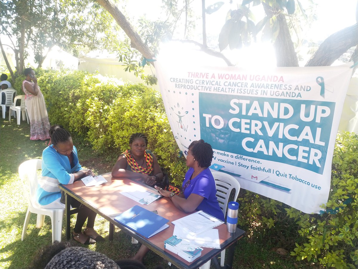 ThriveAWomanUg's tweet photo. Sharing is caring, we are at the @watotochurch health camp in Lubowa. Come and make a difference! by standing up to #cervicalcancer
Today, come and
👉🏿 Get screened
👉🏿 Vaccinate against #HPV
👉🏿Learn about #cervicalcancer
👉🏿More to treatment options by stage
&amp; It's Free
#ACS_SOURCE https://t.co/pYqXbbThQs