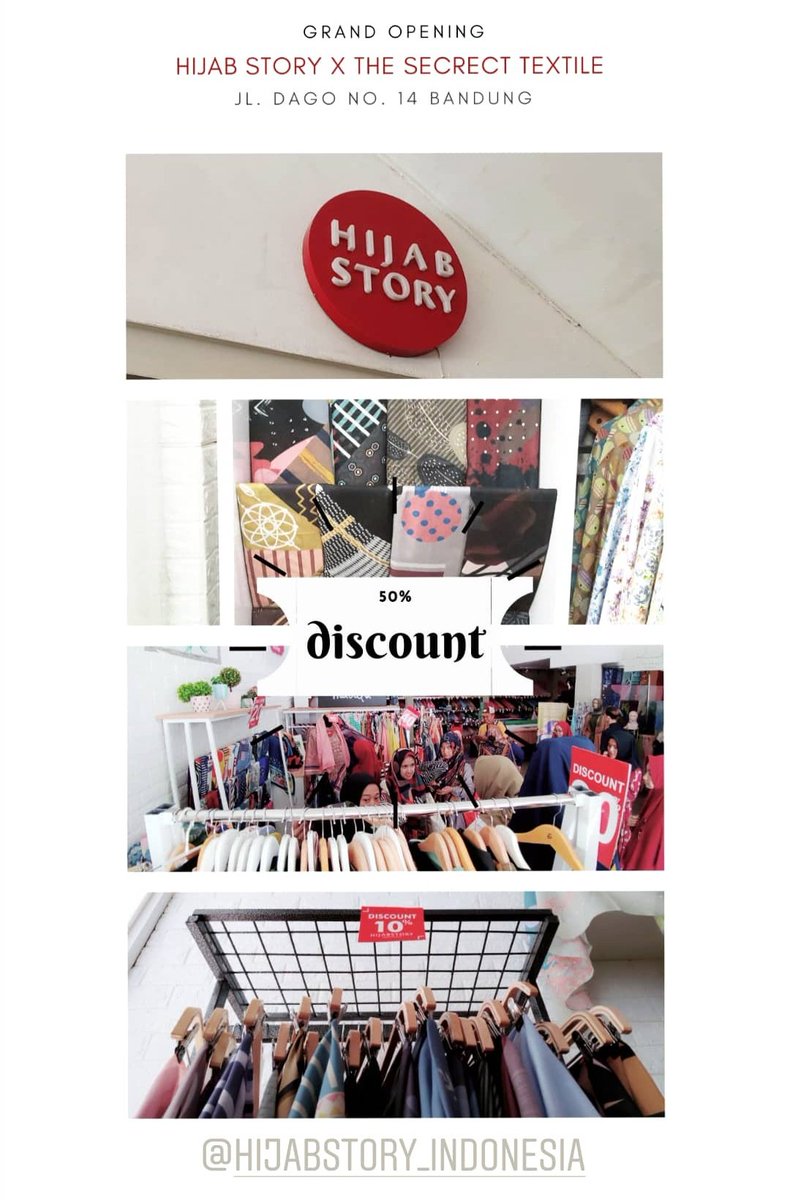 infobdg's tweet photo. Yuk, masih sampe malam ini. Diskon 50% di Grand Opening Hijab Story x The Secret Textile
Jl. Dago 14 (Dago Bawah)
#eventbdg #diskonbdg https://t.co/u5aBxKMsTK