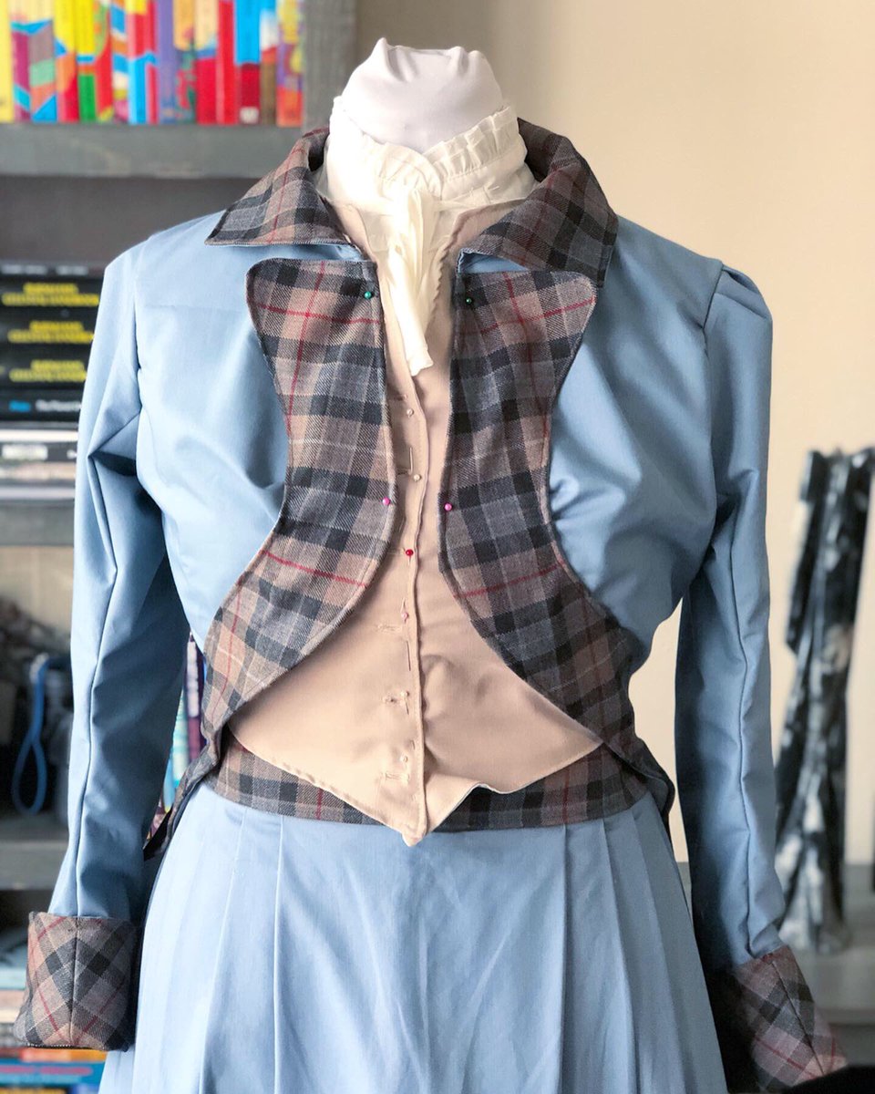 RedShoesRedWine's tweet photo. So I made a mock-up, and the mock-up is demanding to be finished & worn. I added tartan, buttonholes & have buttons ready to hand sew. It’s a fun variation of Claire’s riding habit worn in @Outlander_STARZ S3. The last image is the original design by @OutlanderCostum. #sewingwip https://t.co/FpvppKtp2G