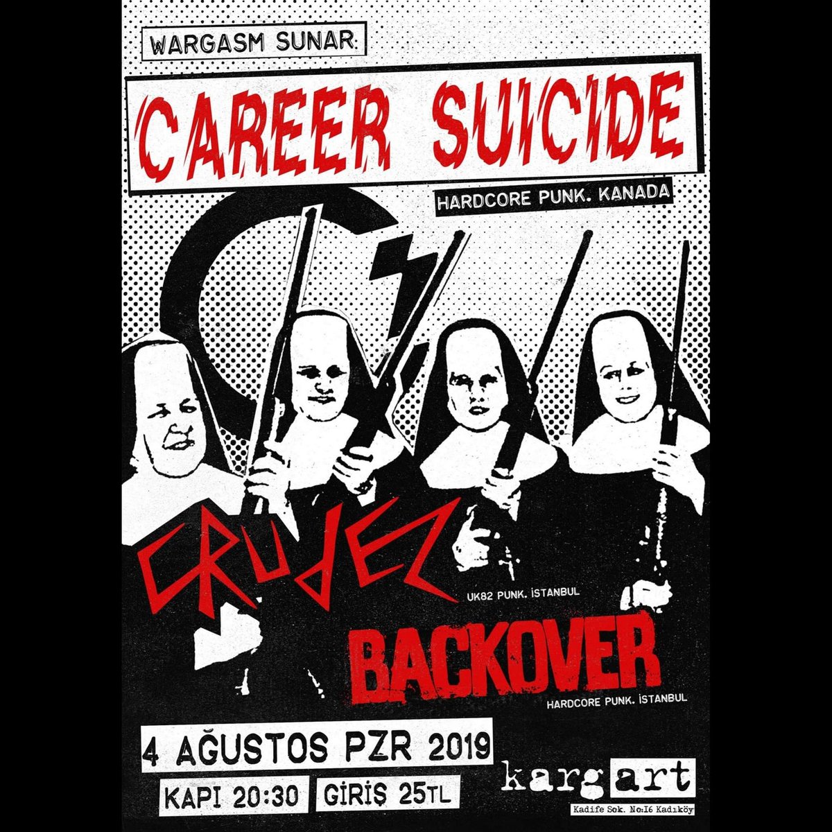 kargart's tweet photo. #kargART #canlıkarga sahnesinde bu akşam
#WargasmIstanbul sunar:
#Backover
#Crudez
#CareerSuicide (ca)
Kapı 20:30
Sahne 21:00
Biletler karga giriş kat barda. "Bugüne özel, sadece konser salonunda 50 cl. fıçı bira 16 TL." #karga #kargakadıköy
https://t.co/wRp314hlhL https://t.co/ivNcvrUToh