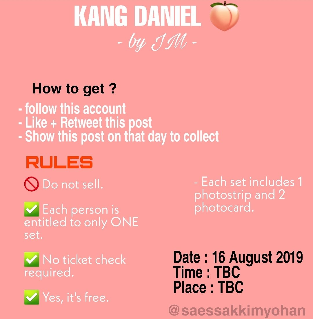 _rosesfortyong's tweet photo. i will be giving out fansupport for 
#KangDaniel1stFanmeetinginSG 
#KangDanielColorOnMeinSG 
#KangDanielinSG 

Do read the instructions and see you on 16th August! 😝

#강다니엘 #KangDaniel https://t.co/pXhv3LXvJB