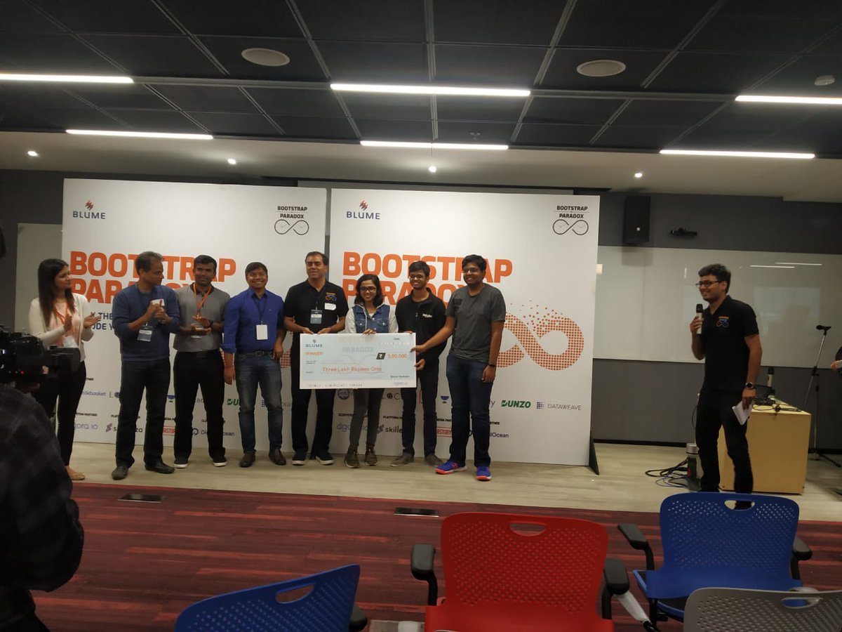 absolutelyshub's tweet photo. The results are out! Team bits_please winner🏆of #bootstrapparadox 
#outcodeyourself.  
@BlumeVentures @skillenza @DunzoIt @unacademy @MechMocha
@HelloMilkbasket @dataweavein @locus @agora @digitalocean @MicrosoftIndia https://t.co/U1Gb7An2O3