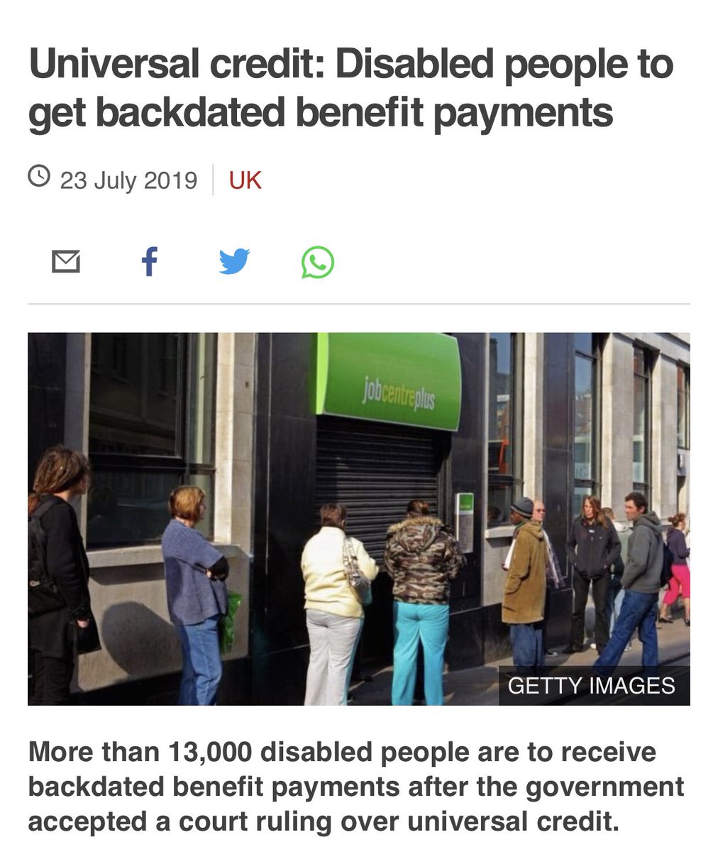 Shockingly, the Govt made 10k severely disabled people worse off as they moved onto Universal Credit. Thanks to <a href="/UKLabour/">The Labour Party</a> highlighting this injustice &amp; the brave disabled claimants who went to the High Court, the Govt has finally started paying compensation to those affected. 1/2