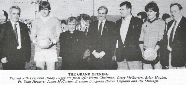 DownGAAMemories's tweet photo. This month back in 1984.... Ballyholland Harps opened their splendid new playing pitch. Known as Pairc Uí Loingsigh, it was dedicated to the memory of Fr. Jack Lynch, the chairman and founder of the club. A Down v Armagh match followed which Down won 2-13 to 2-10. @HarpsGAC https://t.co/CTXvkFzzQz