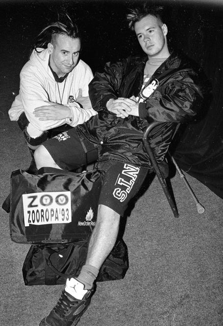 UtahSaints's tweet photo. Backstage stadium in Lisbon in Portugal after supporting @u2 back in ‘93 on the Zooropa tour #utahsaints #stadiumhouse #u2 #zooropatour #airjordan #timeserved https://t.co/xXMnxL6RUr