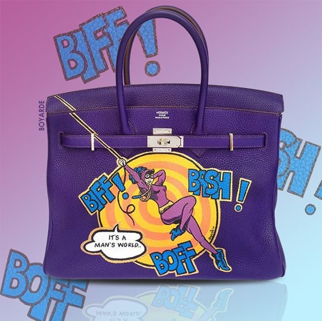 BoyardeArt's tweet photo. “I'm a woman and I can't be taken for granted.” -Selina Kyle
💥🐱💥
.
.
.
#hermes #hermesbirkin #purplebirkin #popart #catwoman #catwomanart #vintagecomic #vintagecomicart #vintageheroines #superheroines #comicbag #handpaintedhermes #birkinbags #angelus… https://t.co/j3uKY2W0Ch https://t.co/LmNveHQWo4