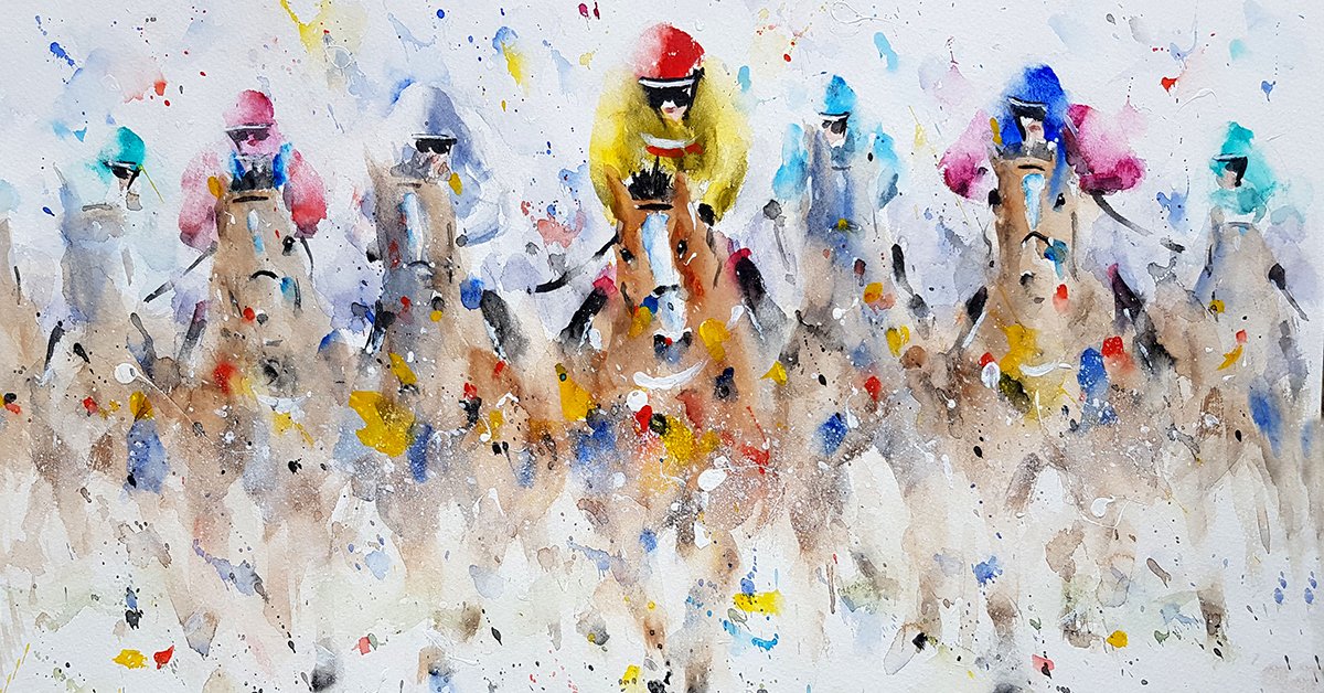 GreatNorthArtSh's tweet photo. Roger Simpson is a watercolour artist whose paintings of horse racing are very popular all over the world. He has recently been commissioned by the Hong Kong jockey club. #horseracingartist #animalartist #GNAS19 @RogerSimpson60 https://t.co/c36UiLfiHS