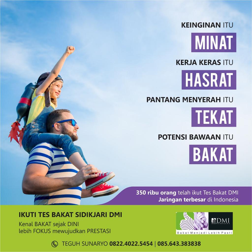 DMIindonesia's tweet photo. Akibat sekolah/kuliah tidak sesuai dg bakat? Adalah: Malas belaja, tidak fokus, peragu, mudah bosan, prestasi minimal dan tidak percaya diri. Ikut Tes Bakat Yuuukkk.... https://t.co/boNoof0nRl