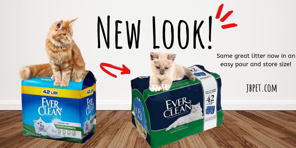 Evercleans 42lb bag now comes in an easy pour and store size! Four separate bags that make transportation and pouring a breeze! Same great litter and the same great price! jbpet.com/everclean-extr…