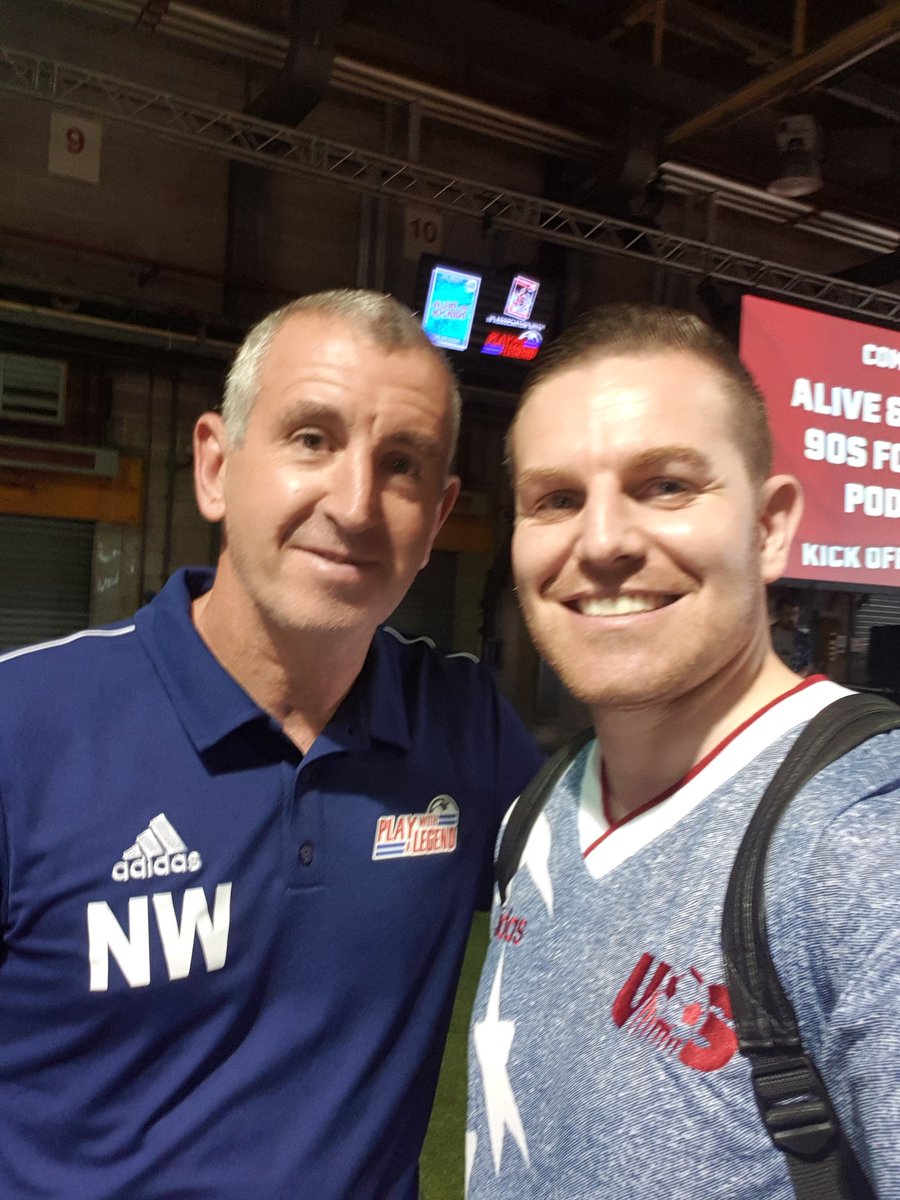 AsaMcK's tweet photo. Nigel Winterburn is here @jumpers_for with the amazing @playwithalegend ๐ฅฐ #playwithalegend #JumpersForGoalposts https://t.co/5D5VtzPhG7