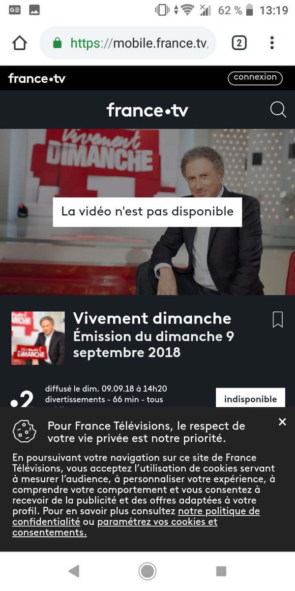 VIVE_YOUTUBE20's tweet photo. Bonjour,

@France2tv J'aimerais savoir si vous pourriez prévoir une rediffusion de ce programme ou le passage de  Vivement dimanche avec l'équipe d'affaires conclue diffusée le 9 septembre 2018 

Merci d'avance pour votre réponse 
#RT svp https://t.co/zUvEgjXykK