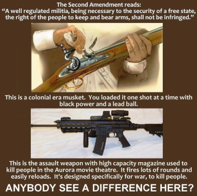 vaglips69's tweet photo. When the Founding Fathers wrote the Second Amendment, guns shot ONE bullet per minute #GunConrolNow https://t.co/V8garKq7Ix