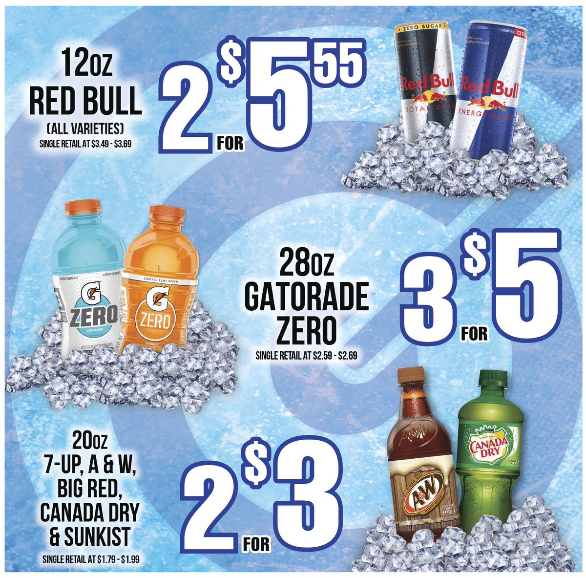 Three's company. Get our Trio of Deals at Roadrunner Markets!