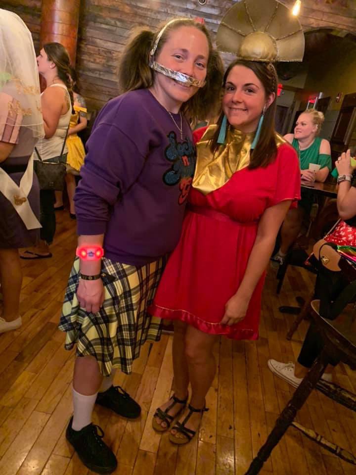 emily_jean06's tweet photo. disney bar crawl was a success!! we were the only Darla, Kuzco and Pooh at the crawl! 😂😊 @BarCrawlLive #OnceUponABarCrawl #DisneyLive #DisneyBarCrawl #Pittsburgh #BarCrawlLive #Disney #bclpgh19 https://t.co/iYTc18G7If