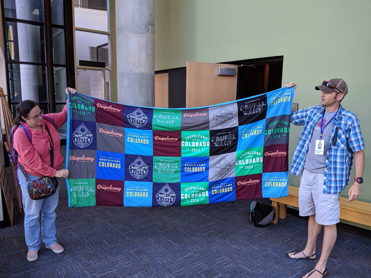 KeyboardCowboy (@chrisalbrecht) on Twitter photo What do you do with all your old camp and con t-shirts? <a href="/Creech/">Matthew Saunders</a> took <a href="/drupalcolorado/">DrupalColorado</a>’s overstock and turned them into a quilt. A quilt I won in a raffle at #DCCO2019! Thank you DrupalCamp volunteers and sponsors. #drupal What do you do with all your old camp and con t-shirts? <a href="/Creech/">Matthew Saunders</a> took <a href="/drupalcolorado/">DrupalColorado</a>’s overstock and turned them into a quilt. A quilt I won in a raffle at #DCCO2019! Thank you DrupalCamp volunteers and sponsors. #drupal