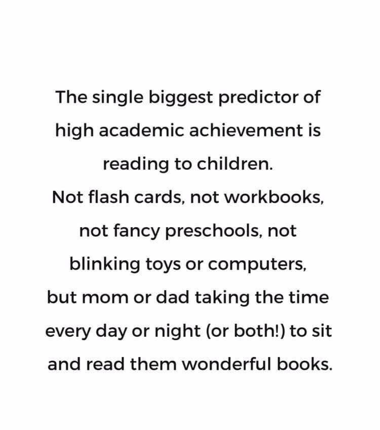 This is so true! This year at Parkview everyone is encouraged to read a book a day. Reading changes lives. Choose to read your book a day to a child and change two lives. :-)
