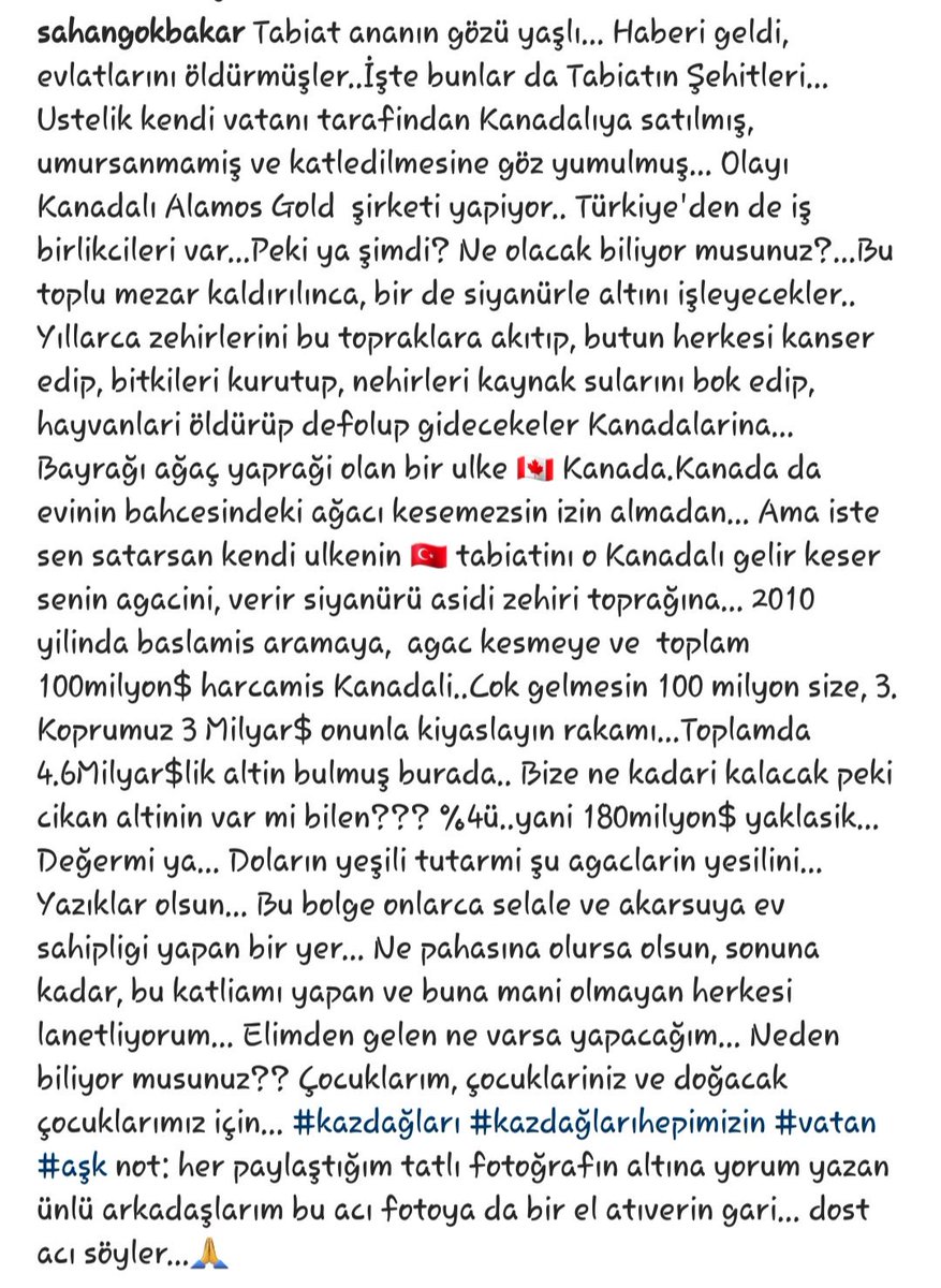 murekkebiMavi's tweet photo. Olayı en iyi özetleyen kişi olmuş @sgokbakar yüreginize sağlık
Bir avuç toprak binler kilo altından değerlidirGüzel memleketimin insanına doğasına hrhangibr canlısına taşına toprağına zararı dokunan kim varsa Allah bildiği gibi yapsn. Yazıklar olsun vatanı karış karış satanlara https://t.co/D0OFfL94kD