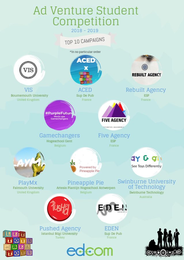 LetToysBeToys's tweet image. Well done to the final ten @EACA_eu Ad Venture teams - a gallery of all their campaign summaries are on the @EACA_Inspire website here: eaca-inspire.eu/students/ad-ve… #edcomAV