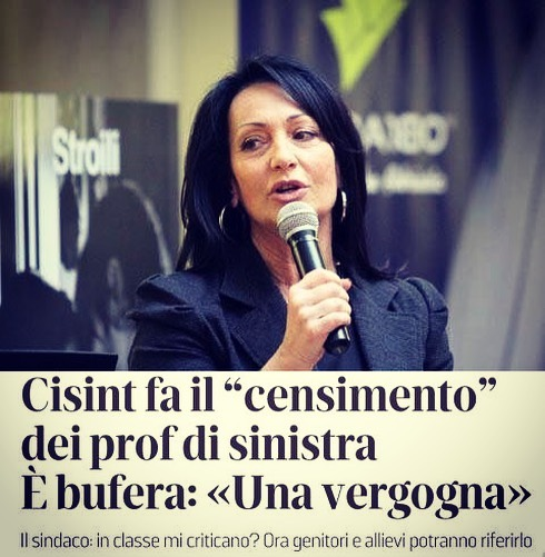 Iperbole_'s tweet photo. La sindaca leghista di Monfalcone da settembre chiederà agli alunni di riferire se gli insegnanti la criticheranno in classe, schedando quindi "quelli di sinistra".

Questo a casa mia si chiama FASCISMO. https://t.co/0iyIt7lZSe