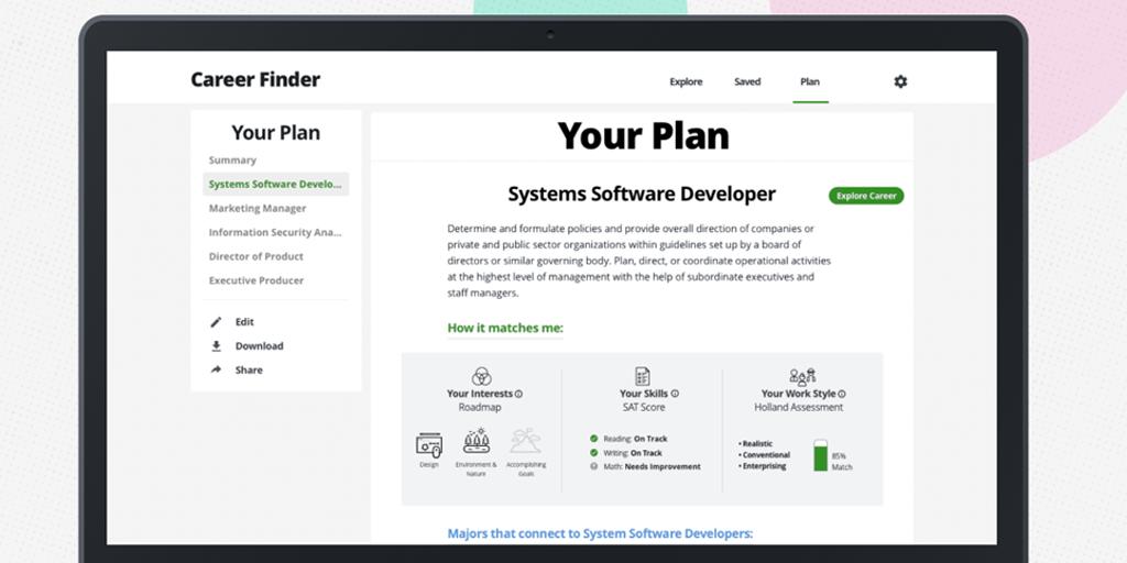 If you've taken the SAT, PSAT/NMSQT, PSAT 10, or PSAT 8/9, you have access to the free Career Finder tool:
▫️ Find your career matches
▫️ Learn about leaders in those careers
▫️ Explore college majors for those careers
👉 Get started now: spr.ly/6018EINH6