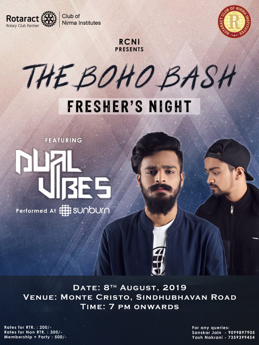 rcni_95's tweet photo. Presenting THE BOHO BASH fresher's night jammed by  @dualvibes_official https://t.co/hxV8cyA5Gr
