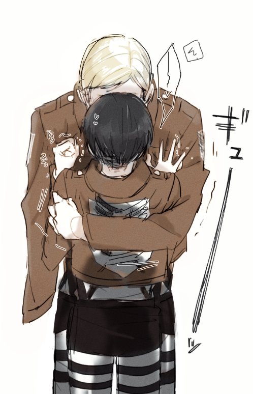 エルリらくがき詰め詰め✍️右手失ったあとのえるびん、片手だけでも両腕あった時みたいにリバイを抱きしめたくて肩に回す手がちょっと力入りすぎちゃってオイ痛ぇぞって怪訝な顔されるんだけど、これは右腕の分だって言われて愛おしさ(顔には出ない)がこみ上げて大人しく腕に収まるリバイ 