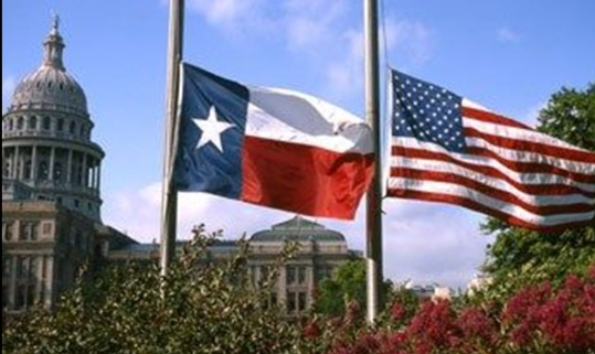 chucklindell's tweet photo. This morning, Gov. Greg Abbott ordered Texas flags to be lowered to half-staff in memory of those killed in the El Paso  mass shooting.  
Flags should remain lowered through sunset on Thursday
#ElPasoShooting https://t.co/IJcbRtS8Pu