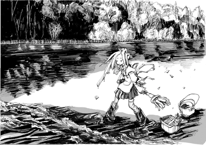「掃除当番」
 
#私の絵柄が好みって人にフォローされたい 

・・・久しぶりに絵を描いた気がします。 