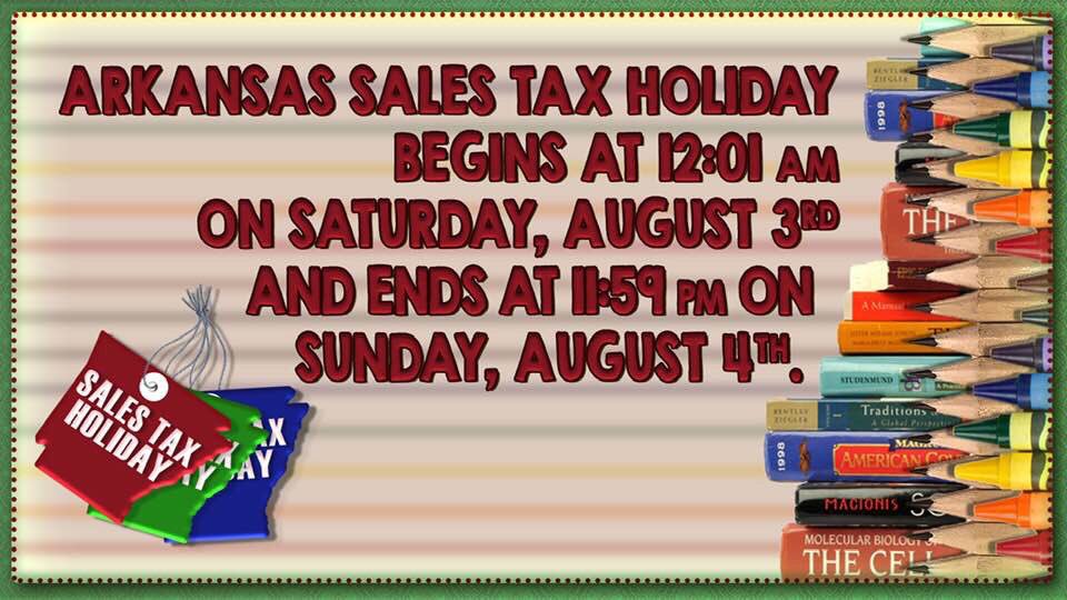 ARHouseCaucus's tweet photo. Be sure to get out today & take advantage of the AR back to school sales tax holiday! Thank you to @AR_HouseSpeaker Matthew Shepherd for sponsoring this legislation in 2011! #arpx #arleg #taxrelief https://t.co/0cSH2n3ds2