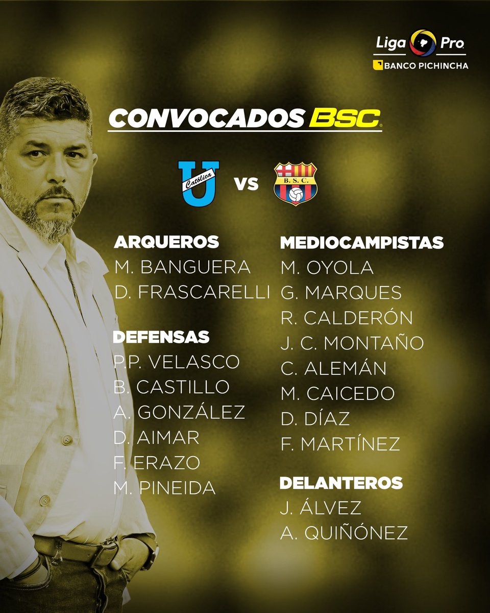 BarcelonaSC's tweet photo. ¡Lista de convocados! 🔝💯
#MásUnidosQueNunca https://t.co/rihZmtNaKs