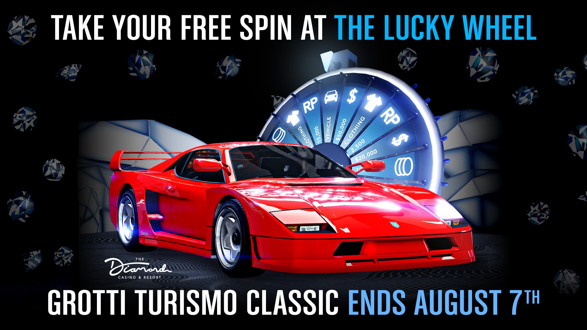 Rockstar Games Ar Twitter Stop By The Lobby At The Diamond Casino Resort And Give The Lucky Wheel A Daily Spin For The Opportunity To Win Gta Rp Clothing And More