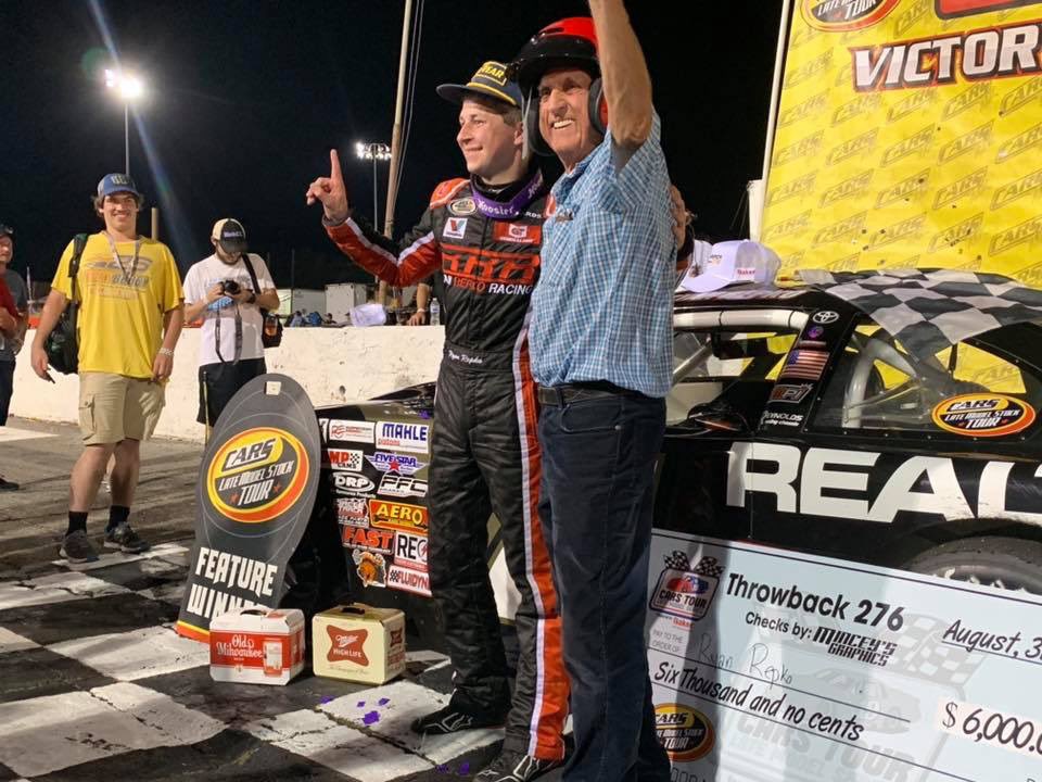 Ryan_Repko14's tweet photo. Last night I was able to pick up my first career @CARSTour win at @hickoryspeedway in the #Throwback276! It was an extra special win because I was able to share it with both Dave Marcis (who we were honoring with our paint scheme), and my longtime sponsor, Tom McLain. https://t.co/zdpDVJ9A5d
