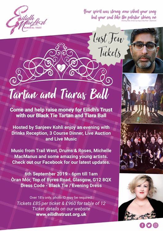eilidhstrust's tweet image. Due to #cancellation today we have one table of 12 available for our fabulous #tartan &amp;amp; #tiaras #charity Ball @OranMorGlasgow #Glasgow Please get in touch 🎶