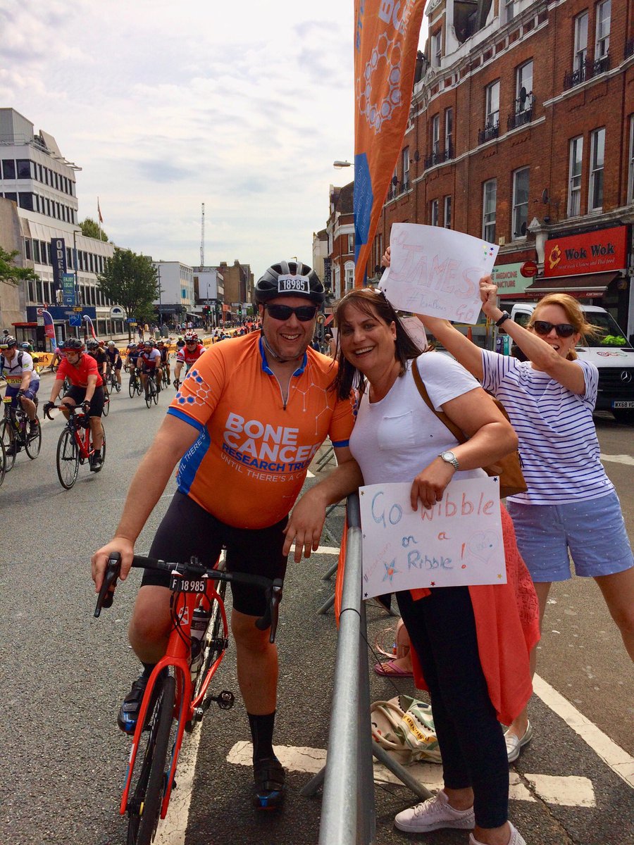 BCRT's tweet photo. Quick stop off for James at @RideLondon mile 95! Go #JamesBones! ๐ https://t.co/SyKIyFiM50