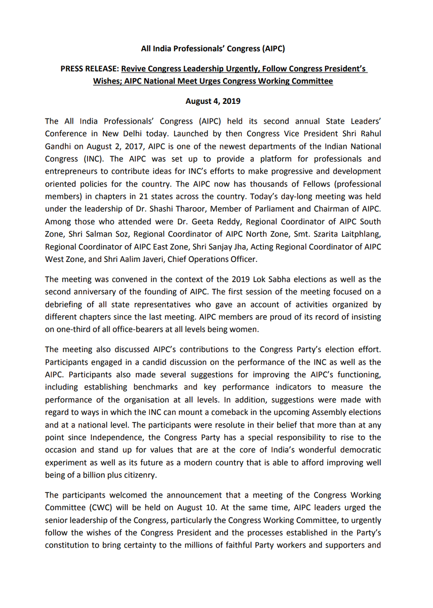 ProfCong's tweet photo. We are pleased to share the following note summarising the key outcomes of our National Executive State Leaders' Meeting.
#AIPC2 https://t.co/kynkZXlILk