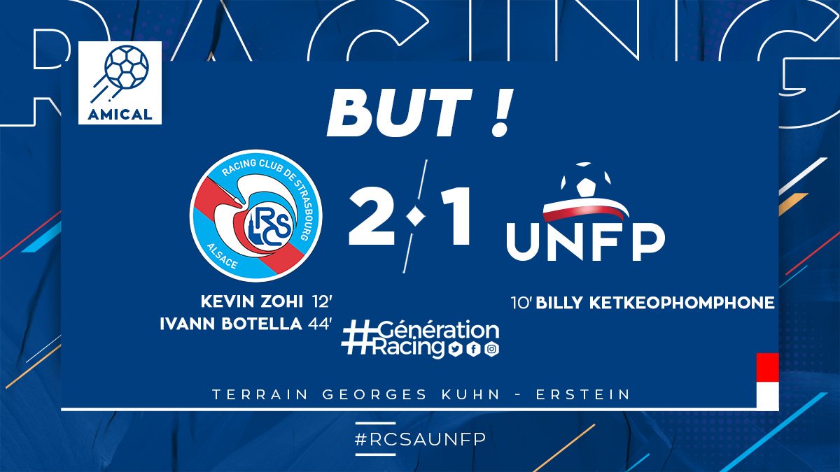 RCSA's tweet photo. ⚽️ 44' @IvannBotella en deux temps permet au Racing de prendre l'avantage !
#RCSAUNFP (2-1) https://t.co/q0JNOIobM2