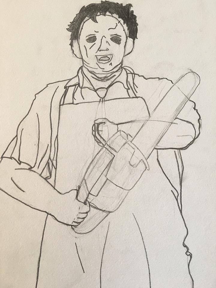 Finalement, mon obsession pour Tobe Hooper ne date pas d'hier... Dessin (inachevé) datant de 1992. J'avais donc 10 ans. Je venais de découvrir Massacre à la tronçonneuse en VHS.