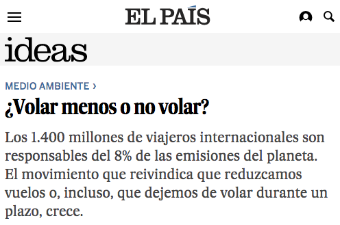 "Los 1.400 millones de viajeros internacionales son responsables". No son 1.400 millones, son 4.400. El dato del 8% también está mal, la industria aérea emite el 2% de las emisiones globales, cuatro veces menos de lo que dicen aquí. Abro hilo 👇 elpais.com/elpais/2019/08…