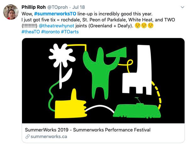 SummerWorksFun's tweet photo. What's on your #SummerWorksTO list? https://t.co/X1yrWB3QQh