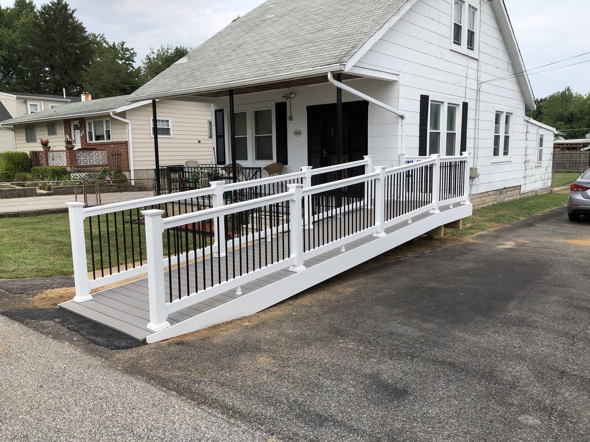 abetterhome1's tweet photo. Gwynn Oak ADA Ramp. Good project for a lady in need. Almost finished. https://t.co/NKsdhw03Jd
