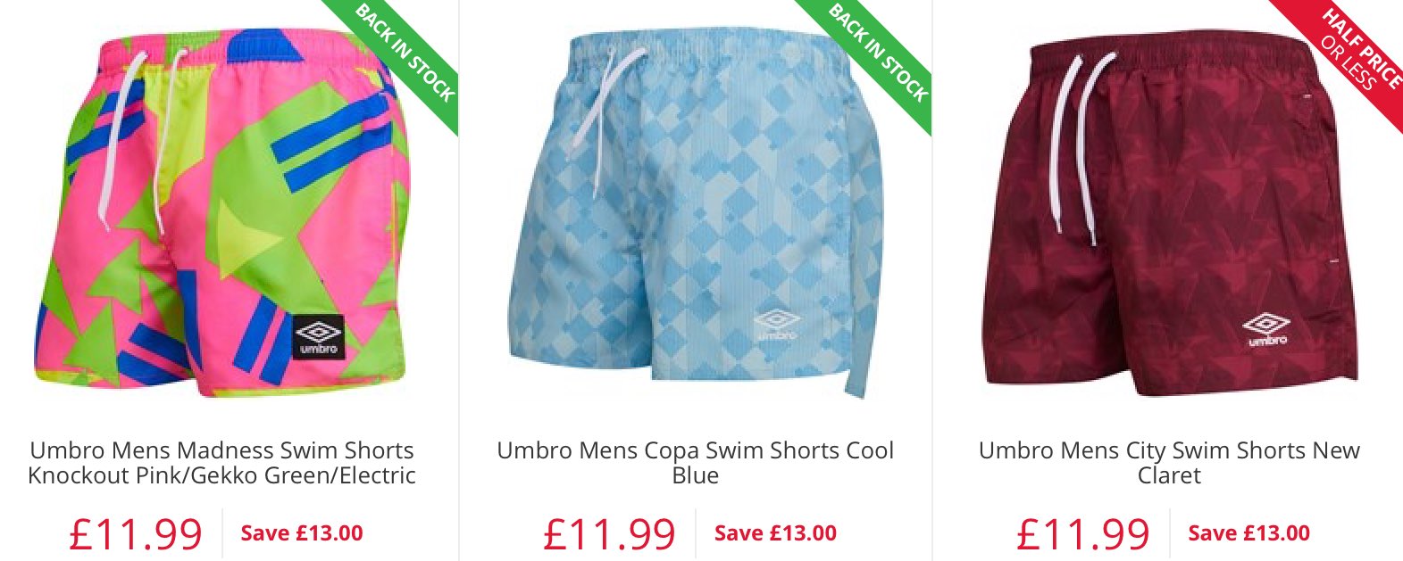 umbro mens madness swim shorts
