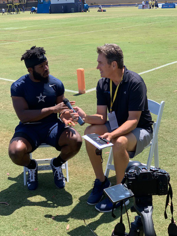 DFWSportsbeat's tweet photo. Alfred Morris is the Best guy to talk with. "Feels good to be wanted back" he said. The full story about his '91 Mazda coming up this month on A Cowboy Life too! #CowboysNation #offwiththehelmets #CowboysCamp https://t.co/CmFV3ErGvP