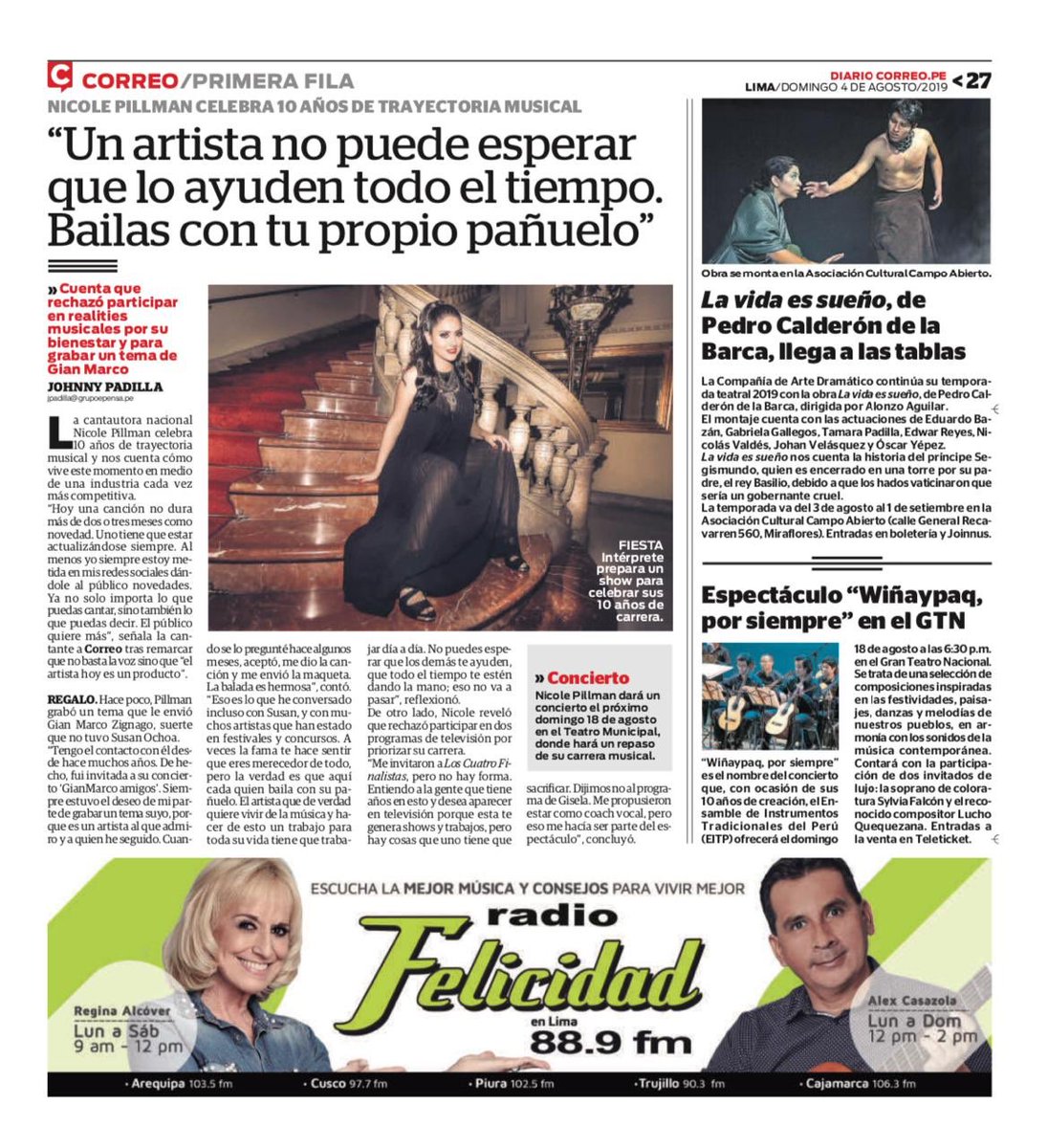 NicolePillman's tweet photo. Hoy 🤓📝también en @diariocorreo 🙏🏽 #LoQueQueremos #NicolePillman10Años https://t.co/MqFuzD0vqh
