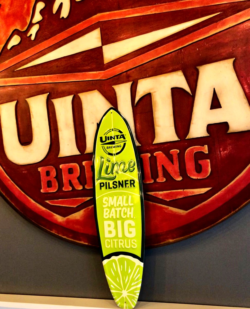 UintaBrewing's tweet photo. Want a metal Uinta #LimePilsner wall surfboard sign? I mean I do! Tag #UintaBrewing in a pic or post one to the comments showing you enjoying this great beer over the weeken and you could win 1 of 6 signs. #TinTacker #WhatRhymesWithLime #SendPix https://t.co/gSoyUQSO4n