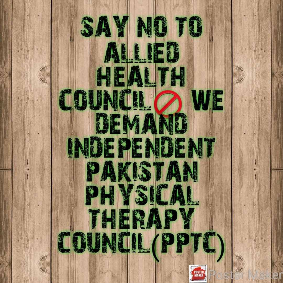 NoumanA87700782's tweet photo. We want council.
Say no to Allied health council
#physiotherapycouncil 
@Fayazchohanpti @PPTApk @Asad_Umar @Dr_YasminRashid @MirzaAdeelPTI @OfficialDGISPR @ImranKhanPTI https://t.co/pB5l9mAJYM