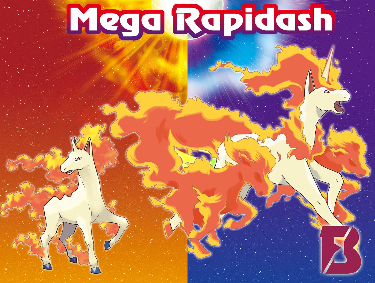 Badafra On Twitter The Megaevolution Allows Rapidash To Make His Memories Real From A Wild Horse And Him Herdsnow Rapidash Is A Pack Leader Followed In Battle By His Fiery Allies Flare