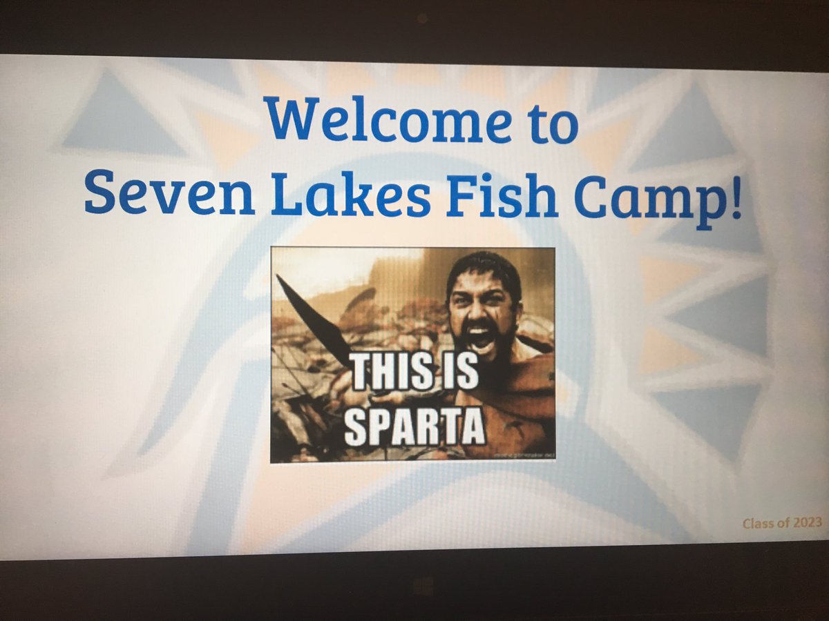slhs2023's tweet photo. Fish Camp tomorrow! 🐠🐟🎣 1:00-4:00 for students; 6:30 for parents. Can’t wait to meet the Class of 2023! #7LakesHS #thisisSPARTA https://t.co/TnInVyOmzv