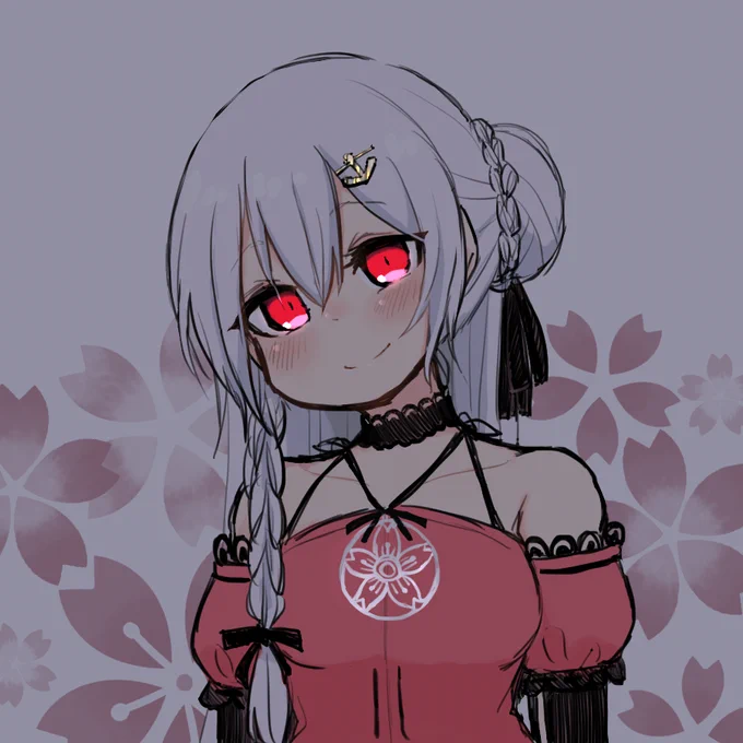 楽描きのつもりだったのに筆がのってこんな時間まで描き込んでしまった赤い目って良いですよね、という絵です 